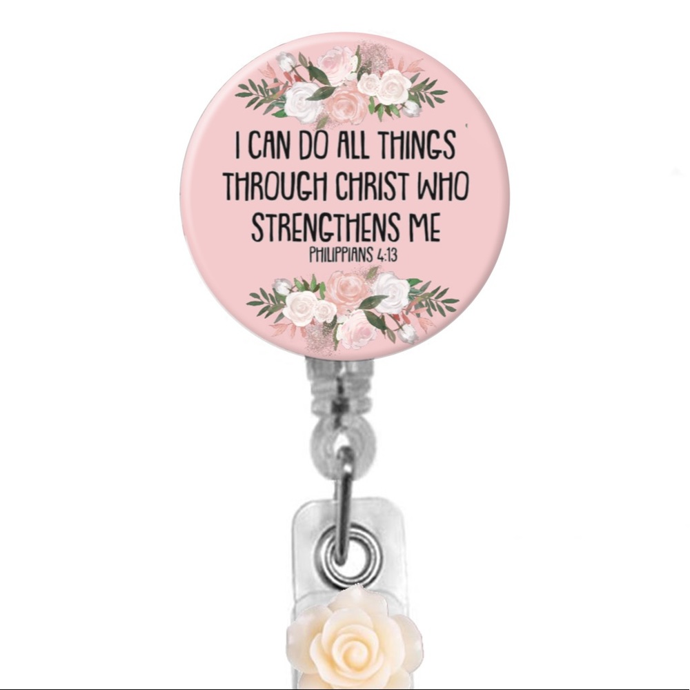 Nurse Bible Quote Philippians 4:13 Retractable Badge Holder